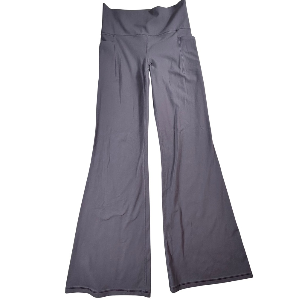 Athleta Salutation Stash Flare Pant Purple Grey Powervita Yoga Pockets Medium